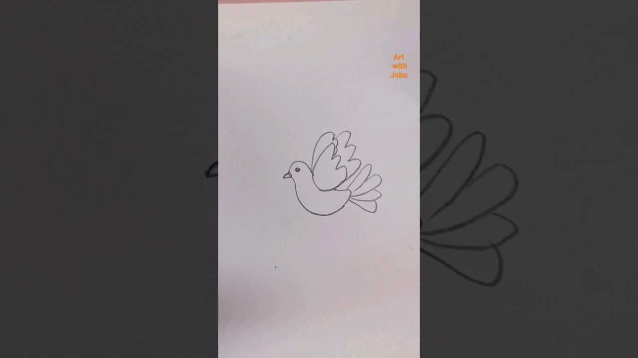 🐦🥰Easy bird drawing technique, how to draw a bird #shorts #youtubeshorts #drawing