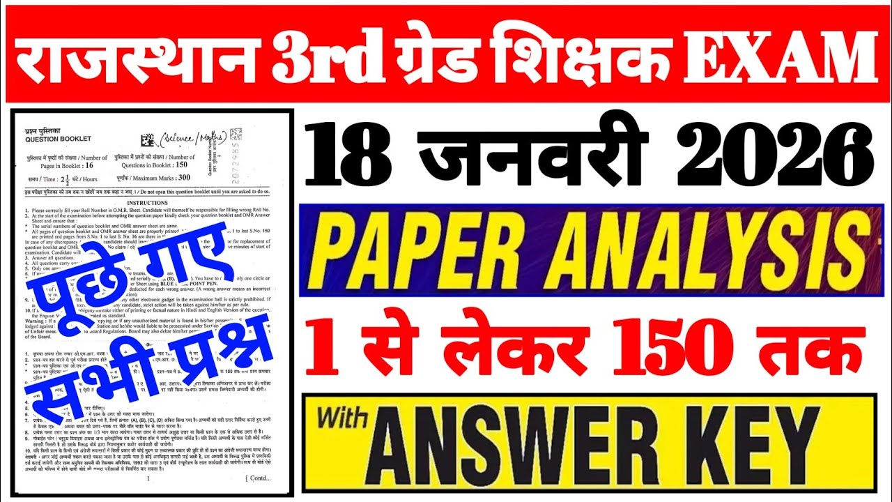 Rajsthan 3rd Grade Exam Analysis 2026 | Reet Mains Exam Review Today | Reet 3rd Grade Exam Analysis