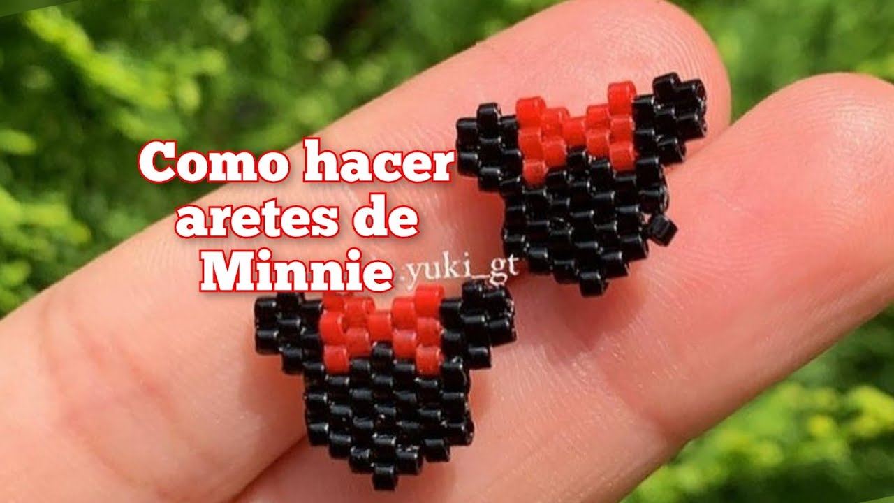 🔴COMO HACER ARETES EN TOPO DE MINNIE EN PUNTADA BRICK STITCH