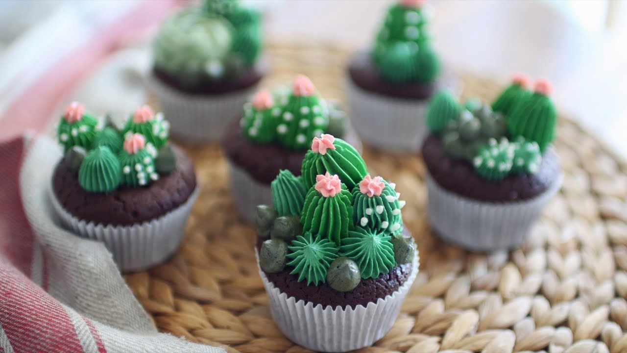 Brownie Cactus Cupcakes! 브라우니 선인장 컵케이크 만들기