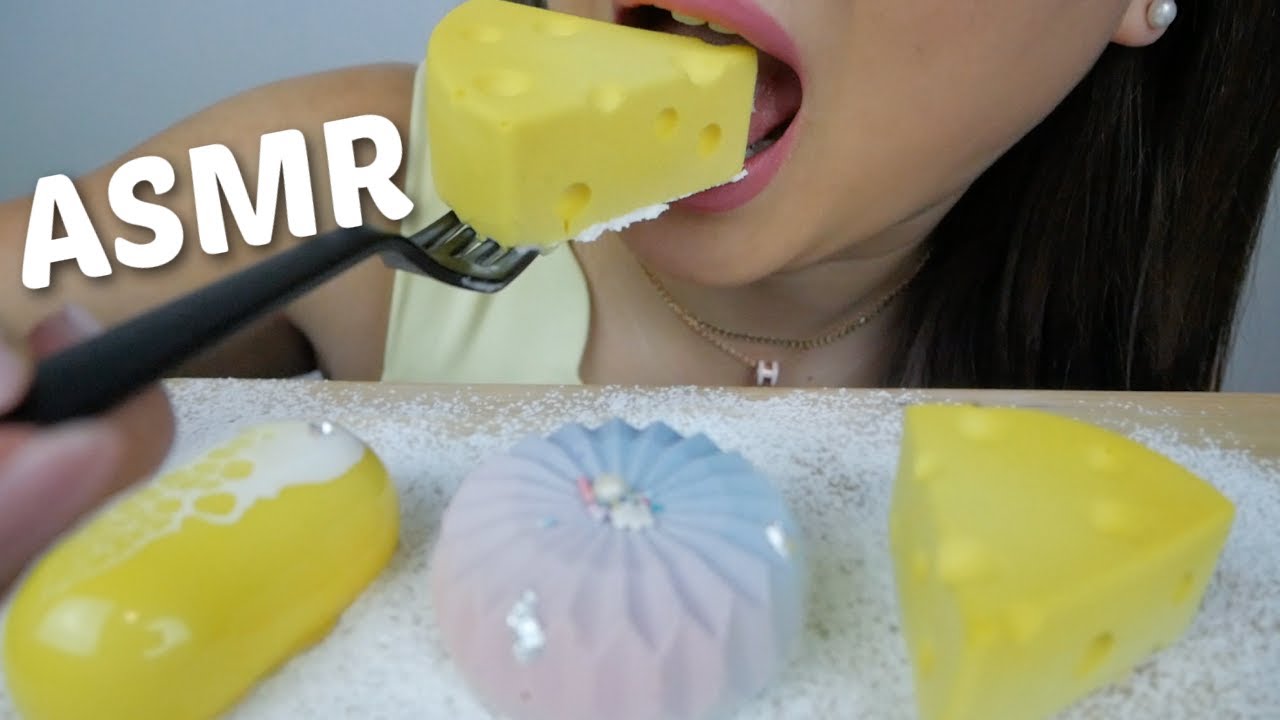 ASMR Mousse Cakes *Say It Cheese, Sunset & Dream Yuzu NO Talking Soft Relaxing Eating Sounds | N.E