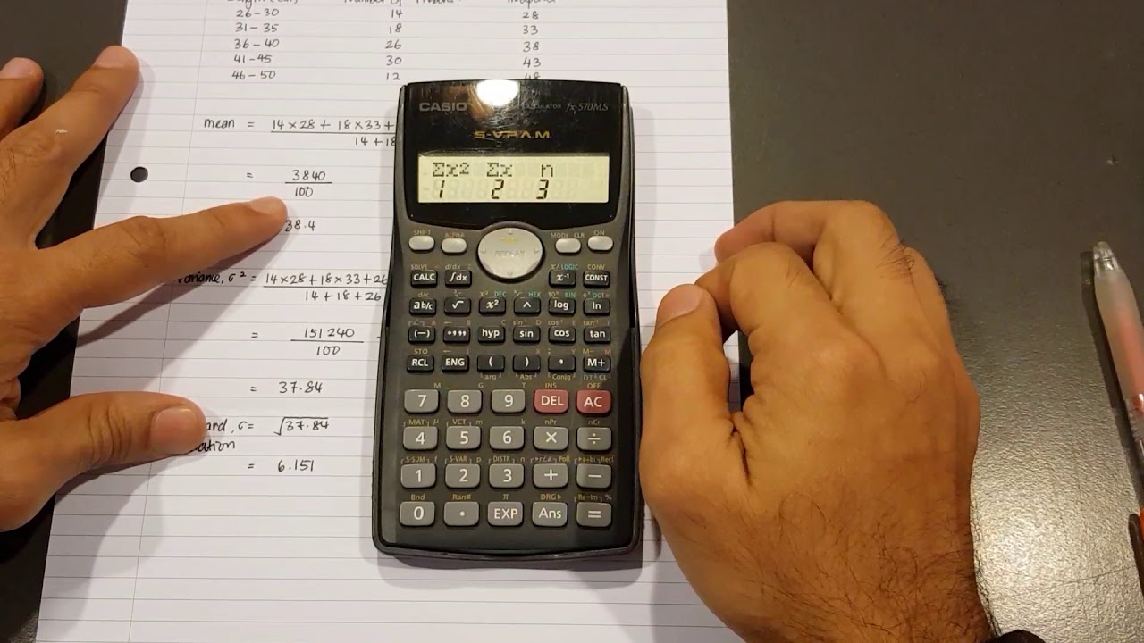 Calculating Mean, Variance and Standard Deviation Using 570 MS Calculator