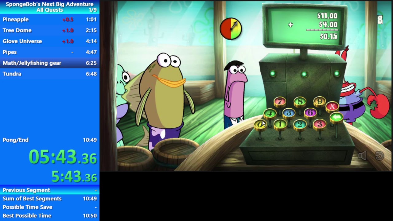 Spongebob's next big adventure all quests in 9:49 (WR BY 1 MINUTE)