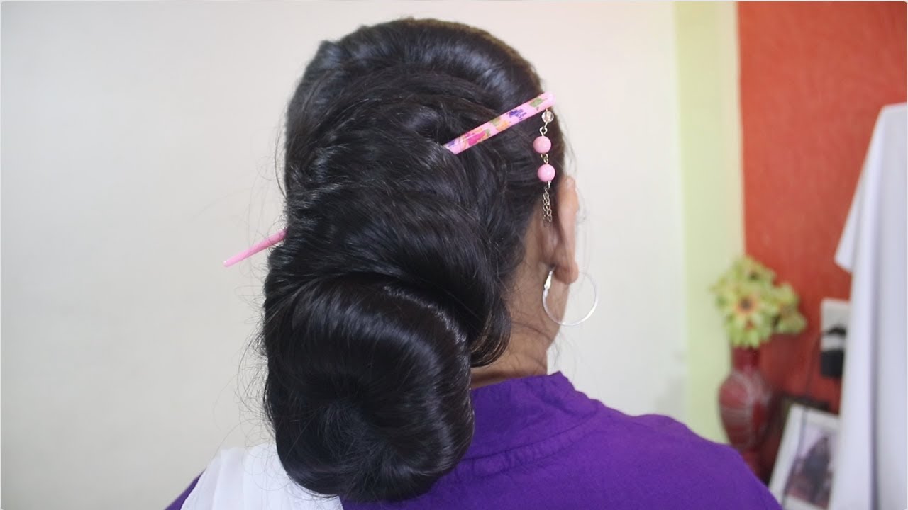 Silky Hair Bun Updo with Hair Stick | How to Style Super Long Hair: Twisted Bun with Hair Stick