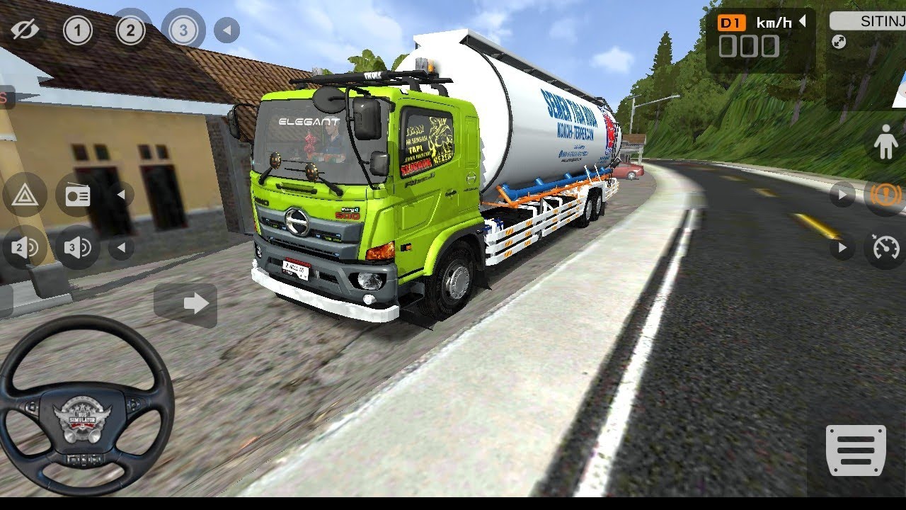 Truck tangki panjang besar, antar muatan dan penumpang wisata atas bukit! BUSSID