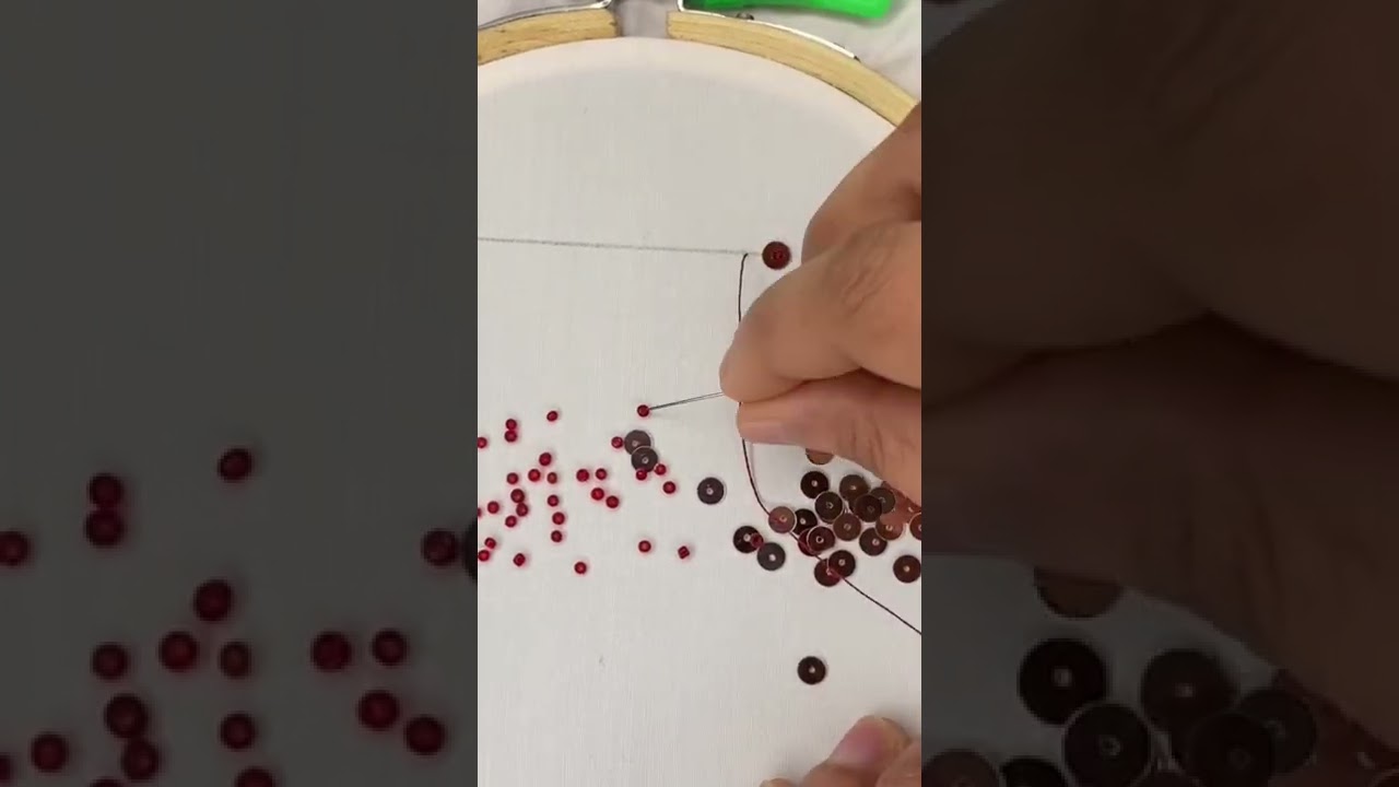 How to Stitch Sequins with beads || Sewing Sequins Tutorial || Sewing Beads || kaarigari || #shorts