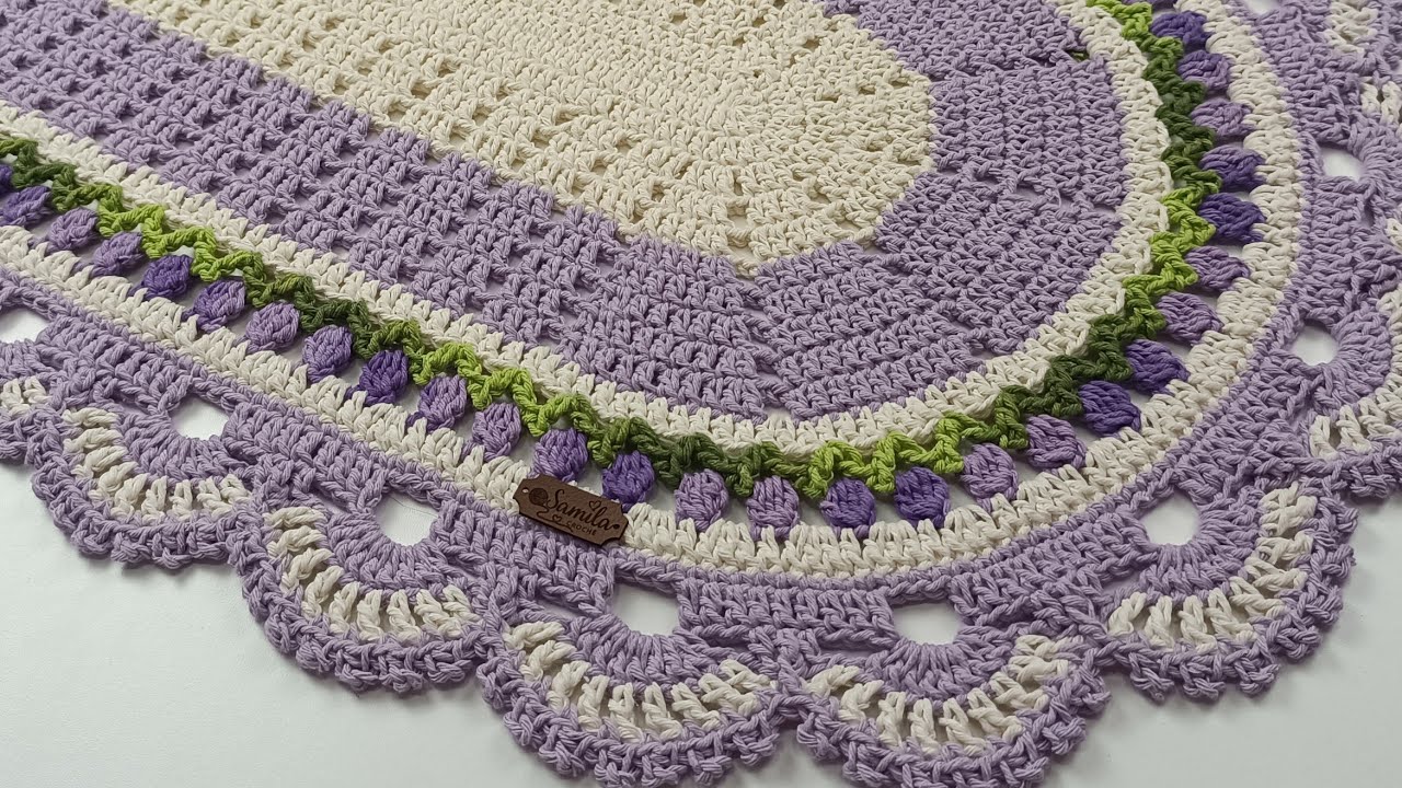 TAPETE EM CROCHÊ LAVANDA, passo a passo completo #crochêfacil #passoapasso  @ateliesamilacroche
