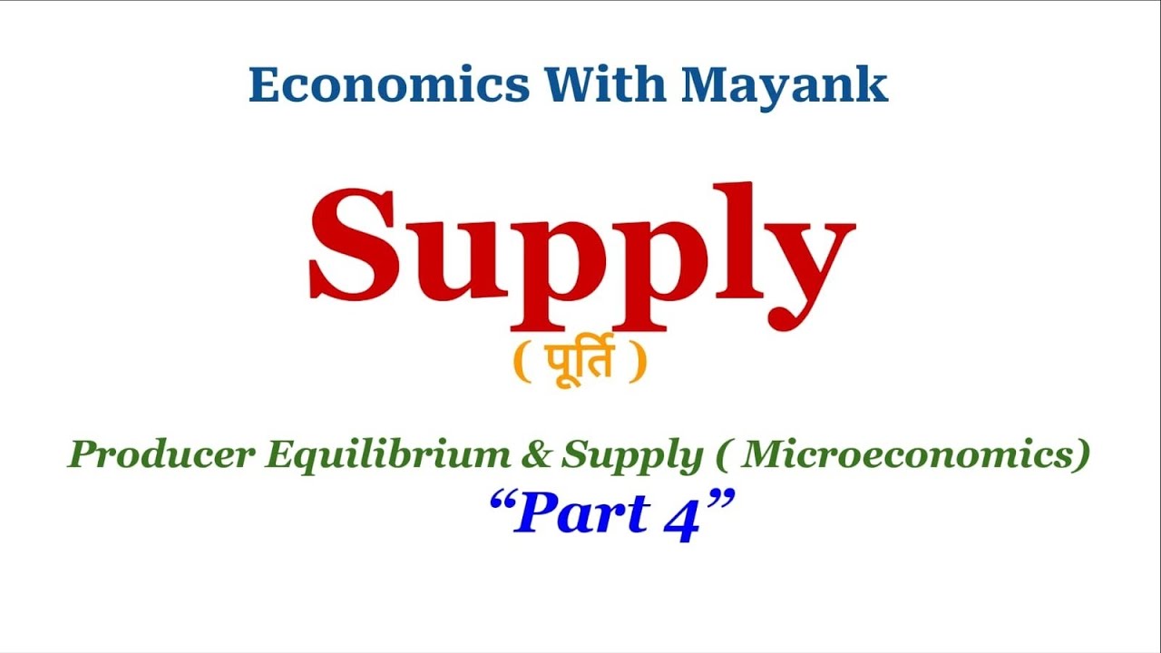 Producer Behaviour and Supply – Part 4 | Supply | Microeconomics