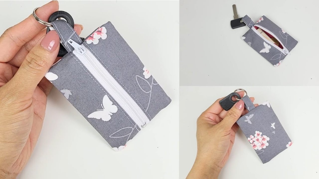 Easy Sewing Project for Beginners | Mini zipper pouch Keychain