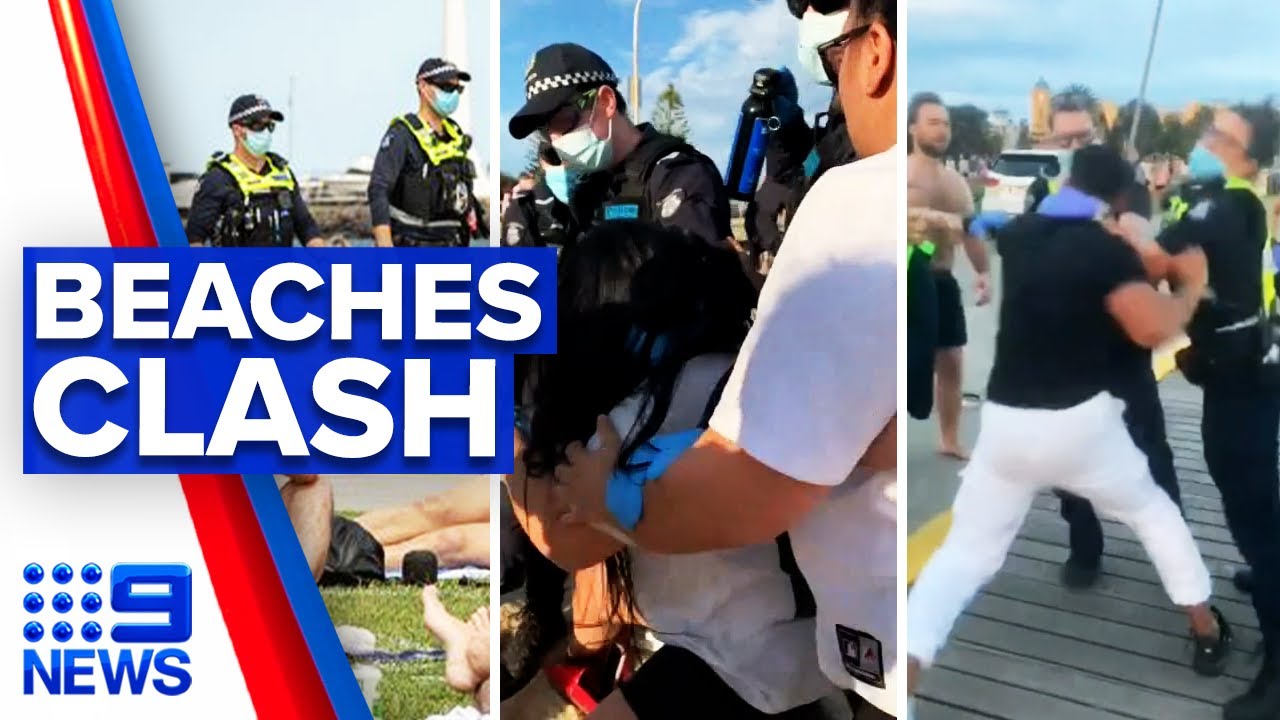 Coronavirus: Violence erupts on Melbourne beaches | 9 News Australia