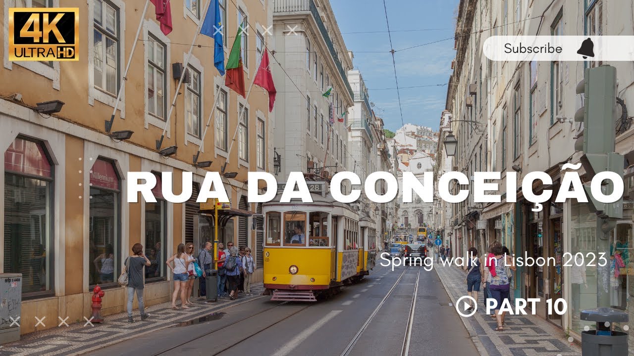 【4K】WALK Rua da Conceição Lisbon City Portugal vlog 4k video TRAVEL