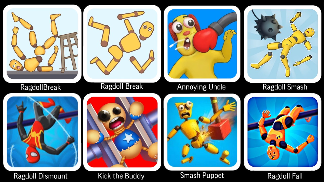 Roblox,Sprunki Survival,Ragdoll Falls,Ragdoll Break,Kick the Buddy,Annoying Uncle Punch,Kick Loser