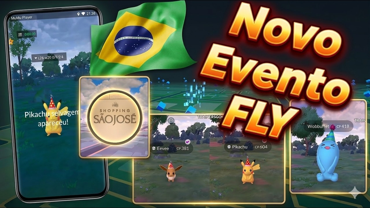 NOVO EVENTO FLY ! EEVEE e PIKACHU De FESTA SHINY No BRASIL POKEMON GO TELEPORT FAKEGPS SEM BAN