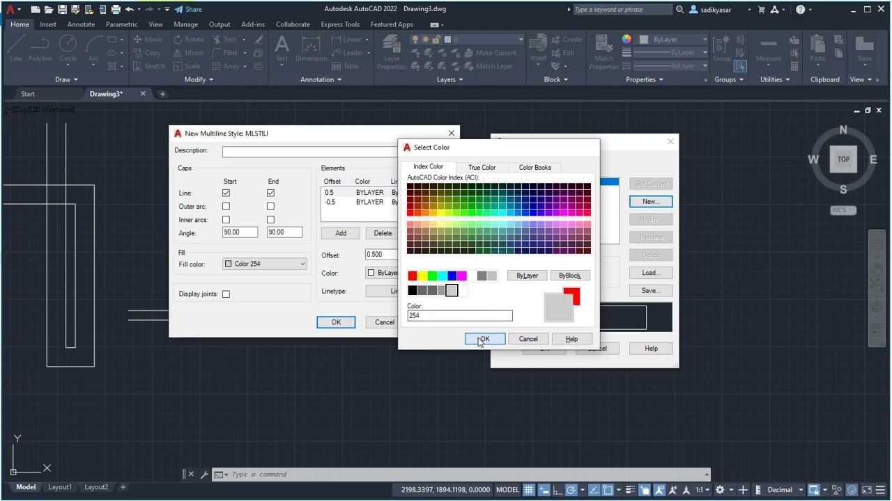 AutoCAD multiline (paralel çizgiler) komutu -5.bölüm-11.ders