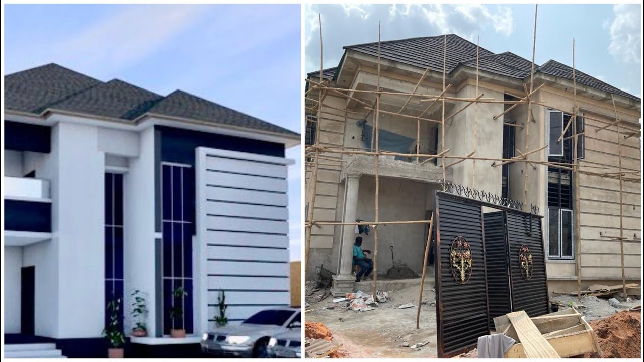 Construction of a 5 bedroom duplex in Nigeria today: plastering/POP!