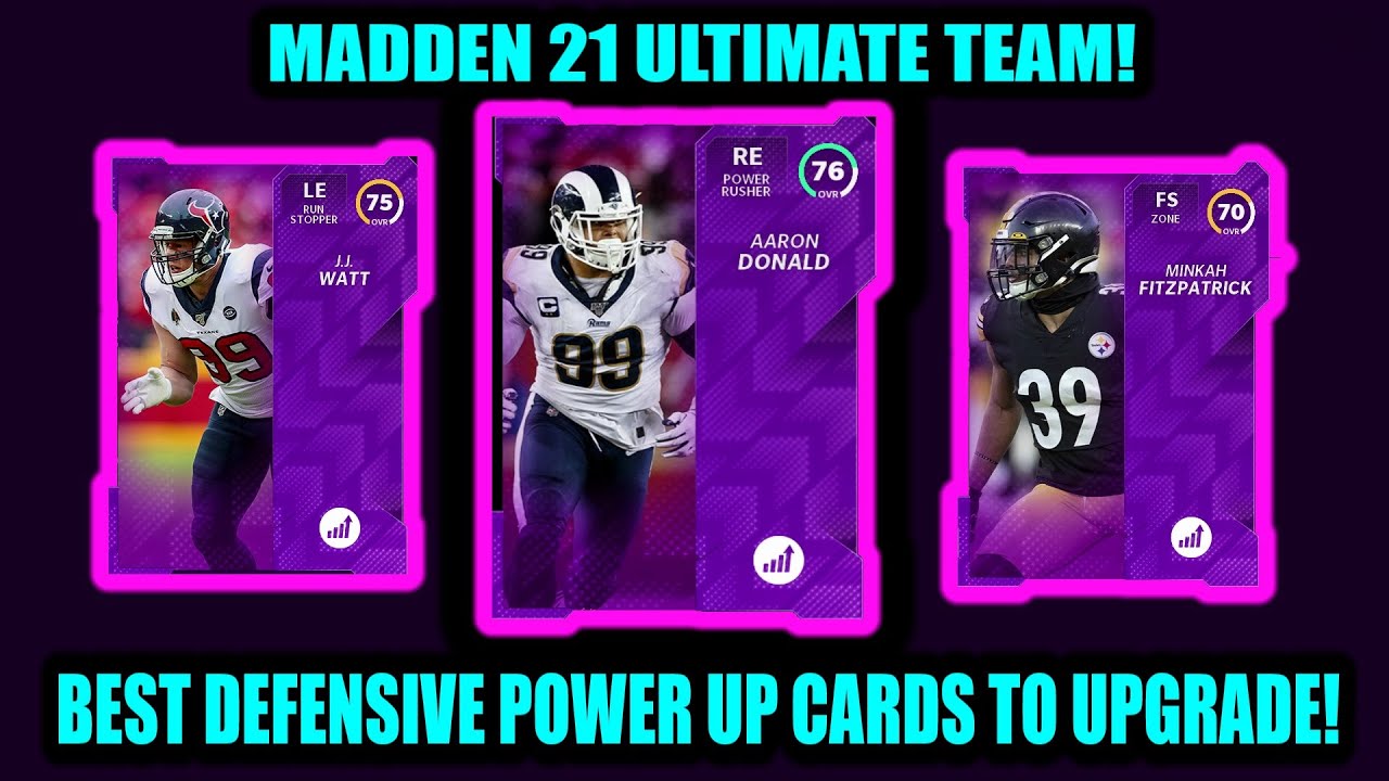BEST DEFENSIVE POWER UP CARDS TO UPGRADE FOR YOUR LINEUP! MADDEN 21 ULTIMATE TEAM!