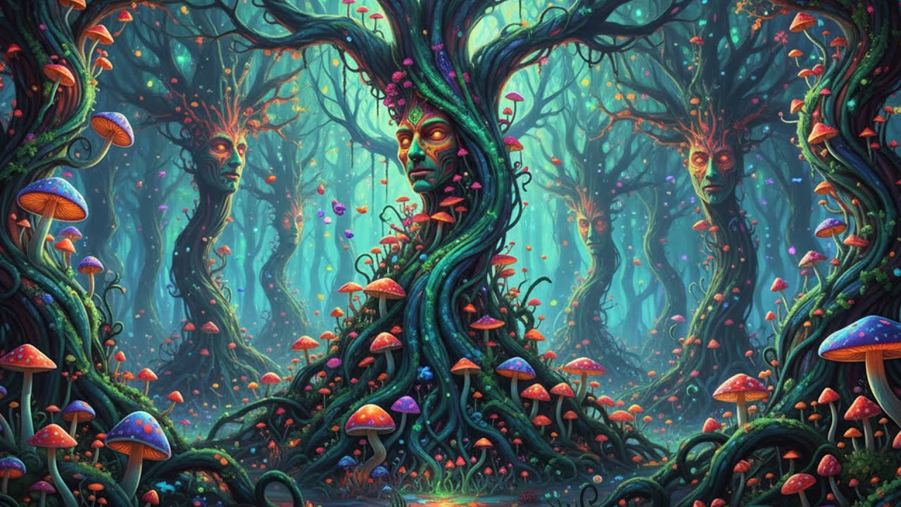 Glowing Forest Hallucinations: A Psychedelic Trance Journey 🌀 Magic Mushrooms (AI Graphic Visuals)
