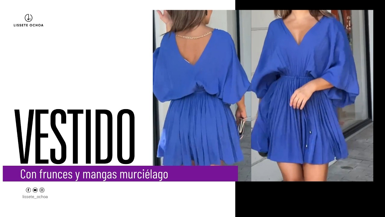 Vestido con recogido en la cintura y manga murciélago 👉 #LisseteOchoa #AltaCosturaAdictas