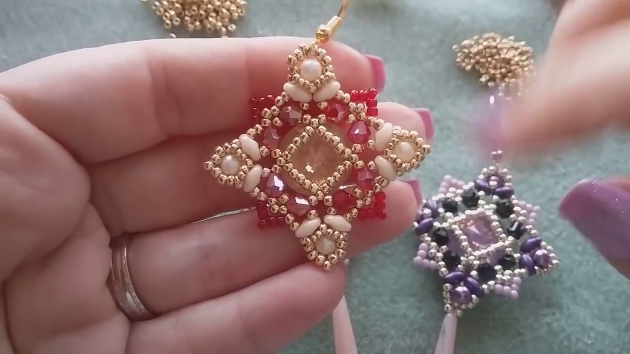 #19Tutorial Modulo VIOLETTA superduo rocailles perle bicono e rivoli 14mm