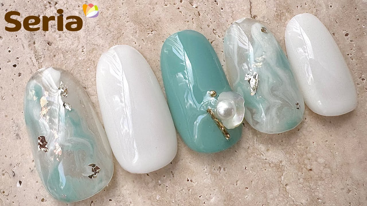 【セリア新色】爽やか春グリーンのニュアンスネイル🌿