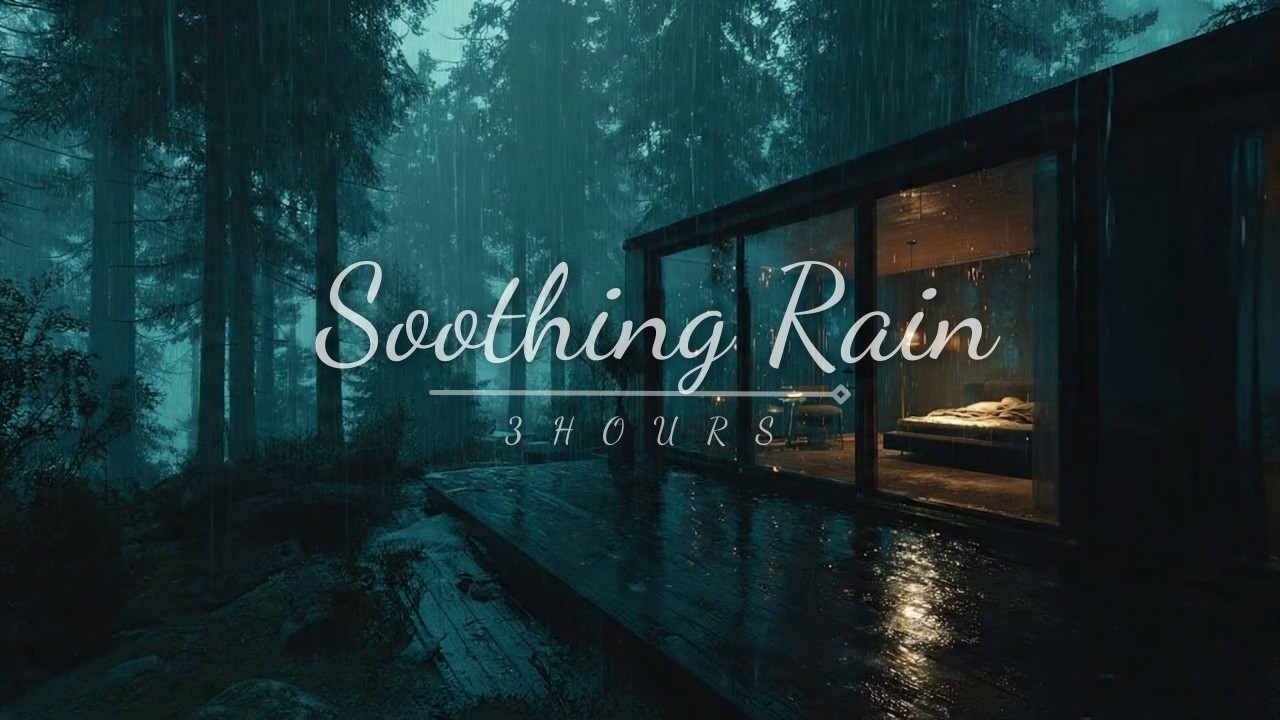 Soothing Rain Sounds in Forest Cabin at Night | Rain for Sleep & Relax