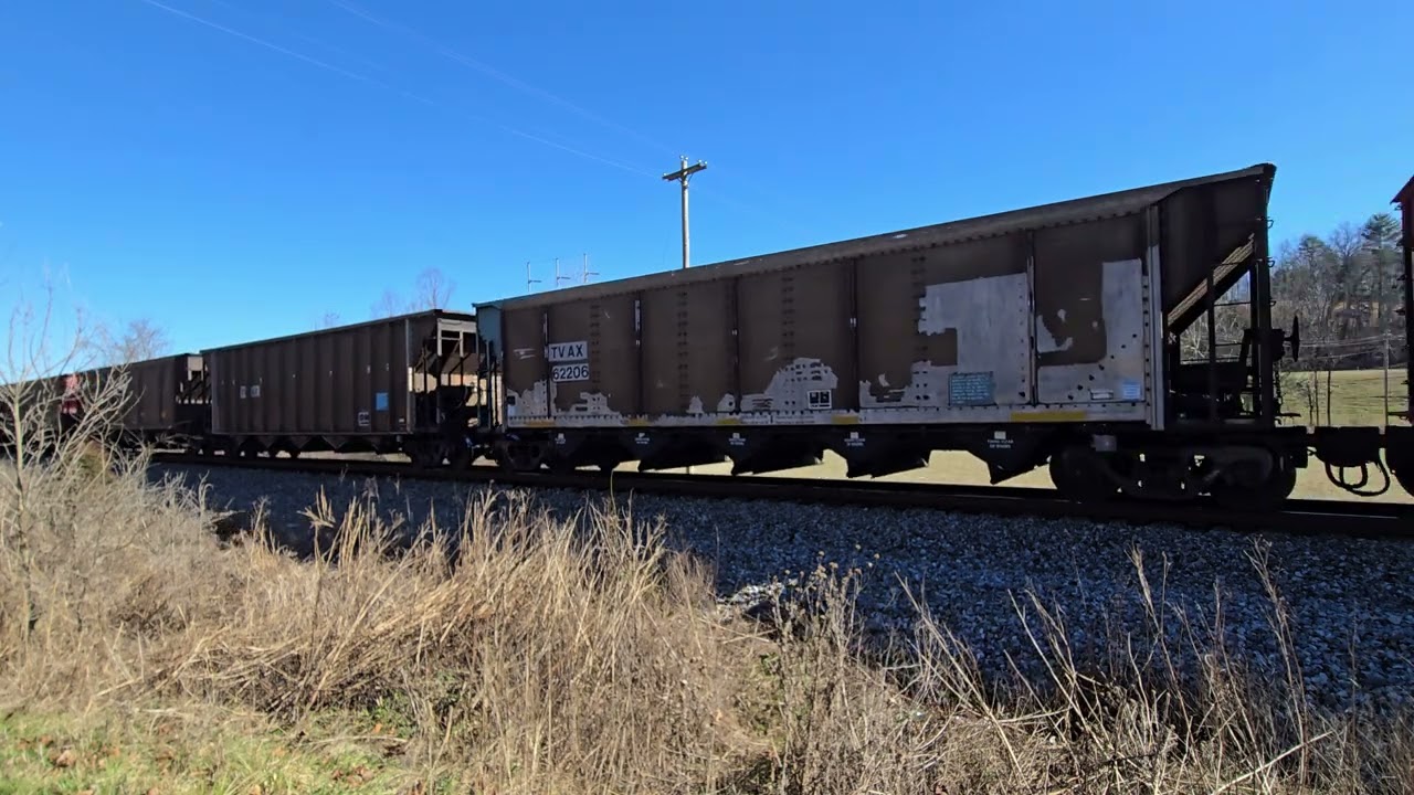 Norfolk Southern 72Z loaded coal train heading North thru South Roddy, TN with all BNSF.