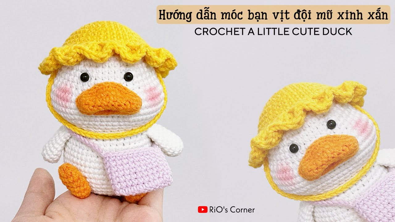 Crochet a cute duck | Móc vịt đội mũ xinh xắn | RiO's Corner