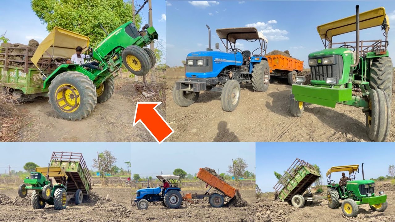 काम के बीच में ट्रॉली का पम्प फेल हुआ 3dx with 6 Tractors mahindra