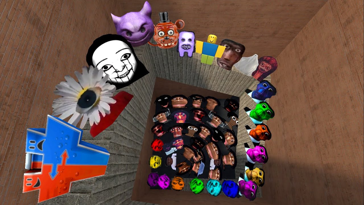 Nico's Nextbots, Obunga, Selene Family, Juandale Pringle Chase me in Maze Garry's Mod