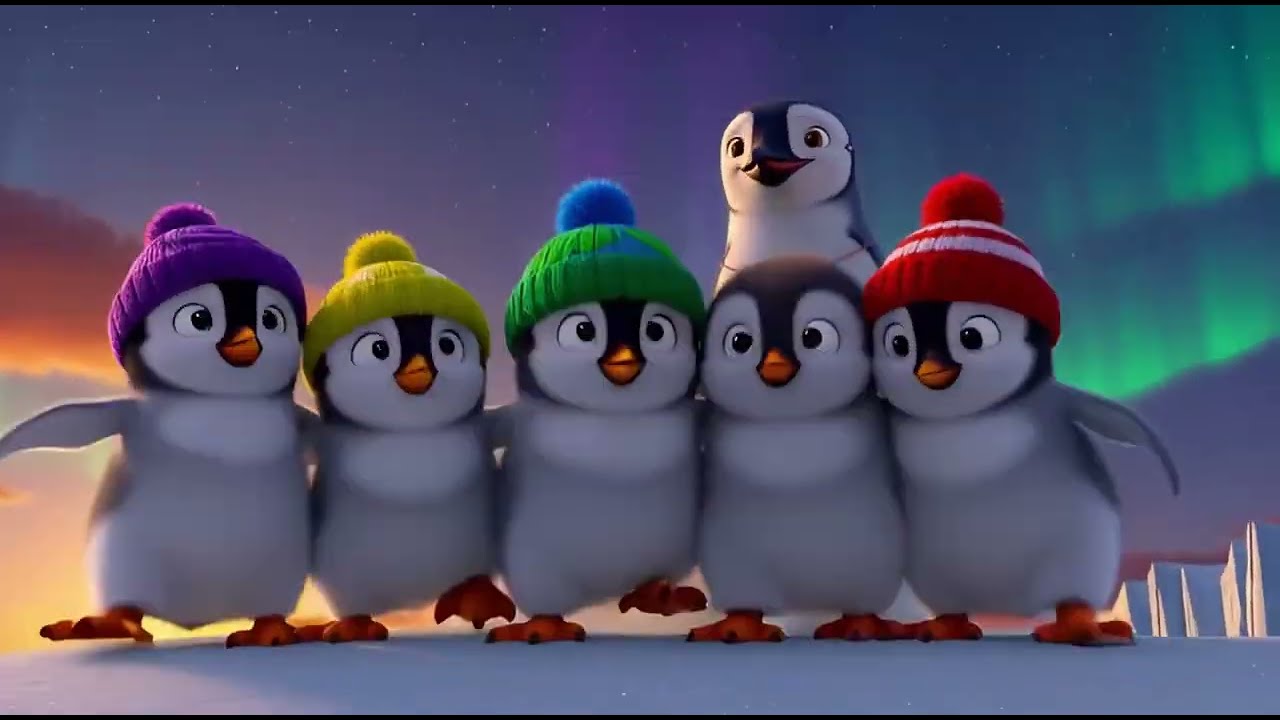 Five Little Penguins  Kids Nursery Rhyme1080p