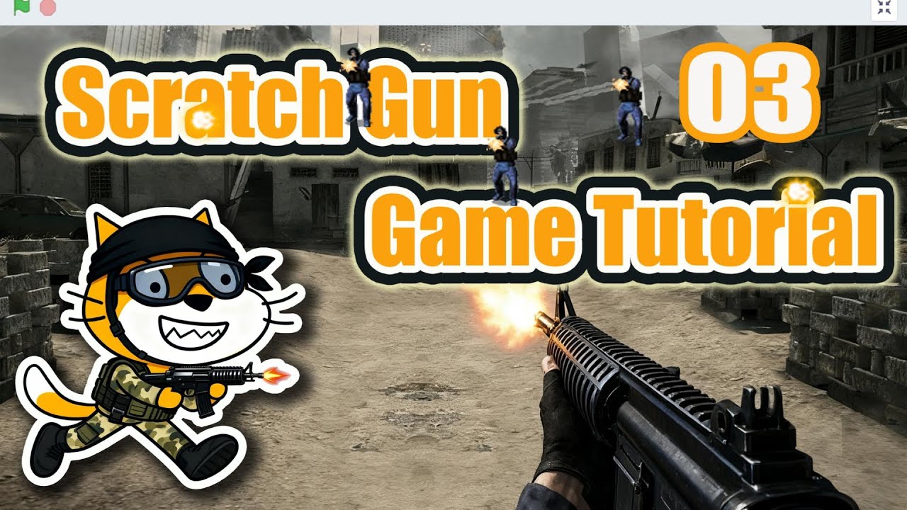 how to make game in scratch | Gun Battle Tutorial|Scratch Tutorial 🎮 Shooting Game-03