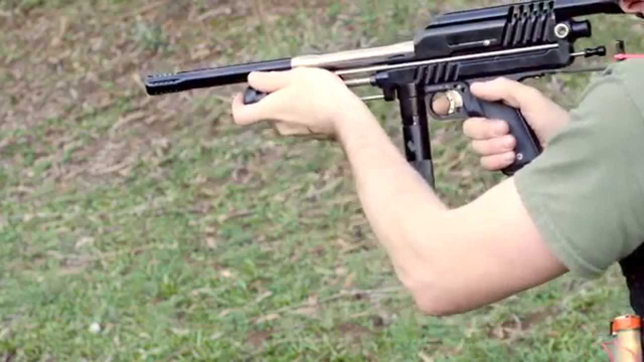 Side view shooting the PBMax 2k Sniper 2.