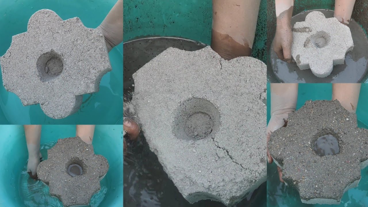 Asmr - Gritty sand cement beautiful shape crumbling in water 💦