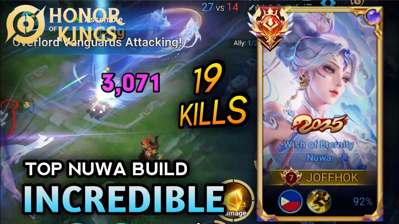 19 УБИЙСТВ! Невероятный геймплей Nuwa в Honor Of Kings — топовая сборка Nuwa!