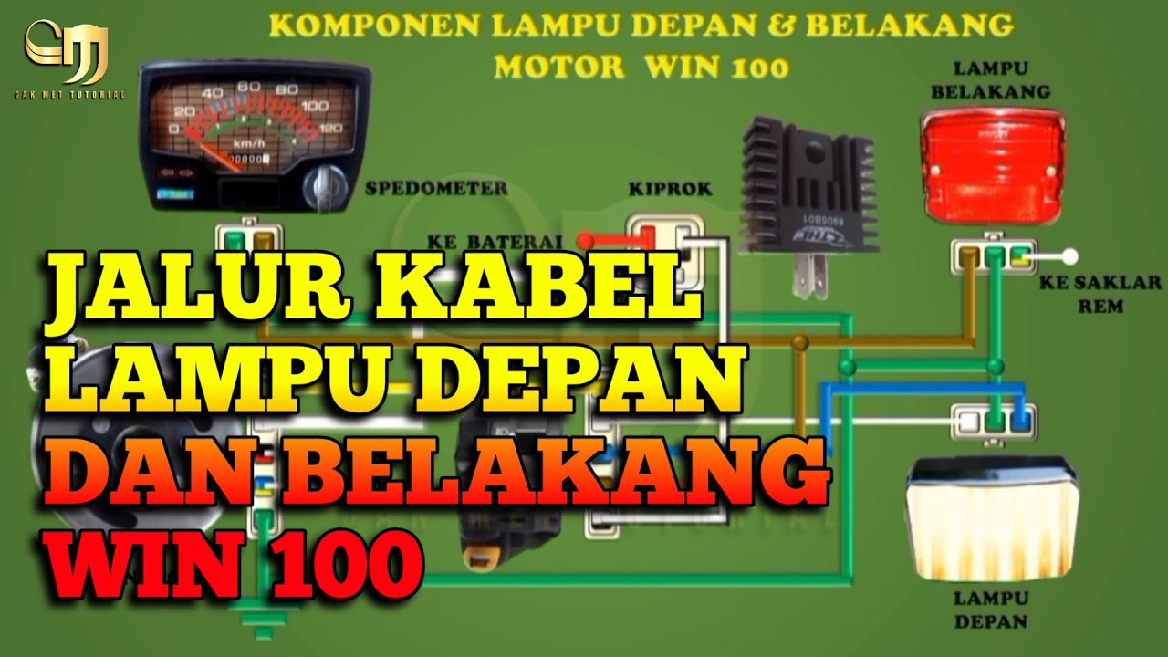 Jalur kabel lampu depan dan belakang WIN 100  || Kelistrikan sepeda motor 64