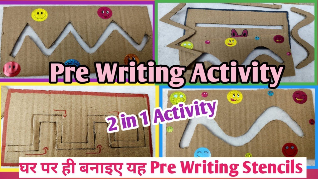 Pre Writing Activity for Kids | Pre Writing Skills | घर पर ही बनाइए Pre Writing Stencils