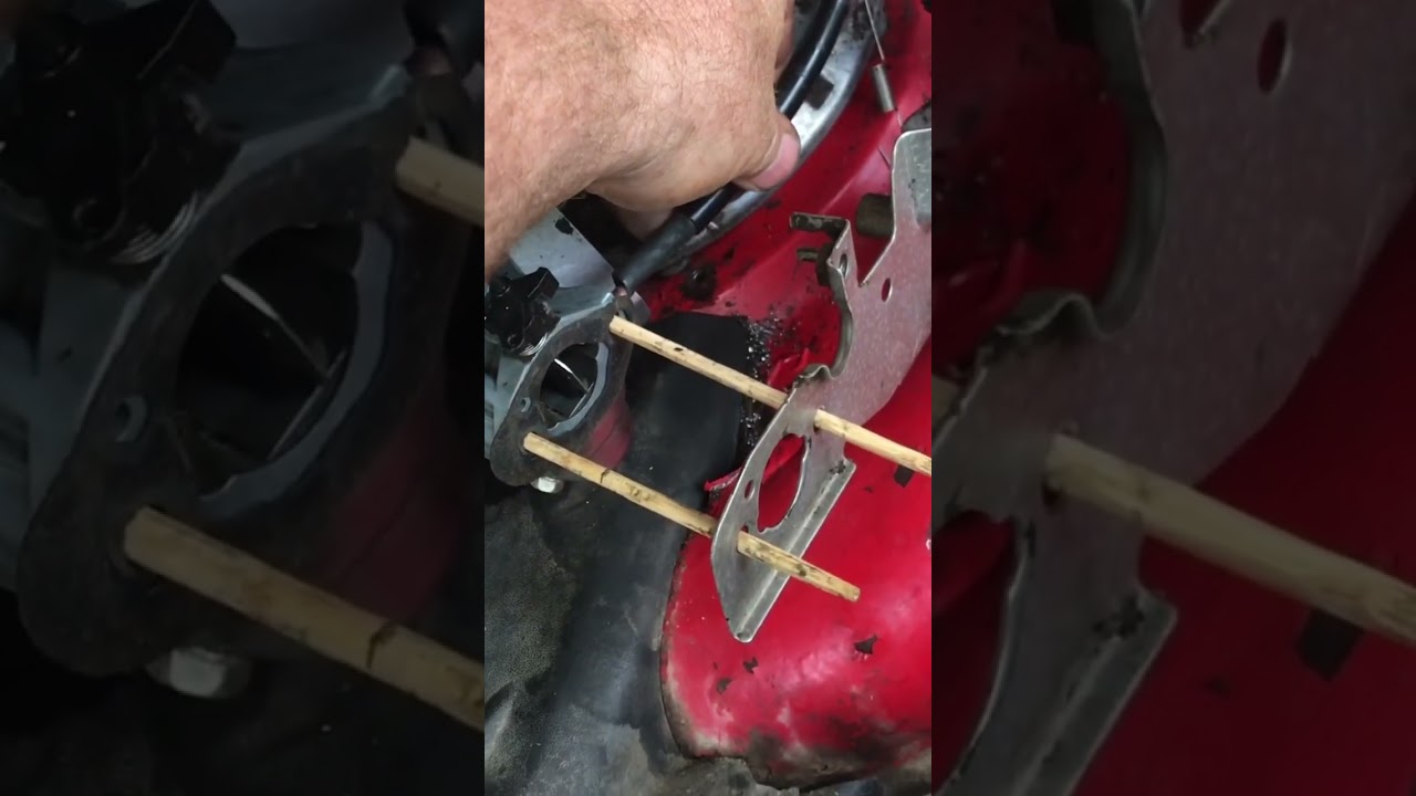 installing honda carburetor with CHOP STICKS (lawnmower repair tip)