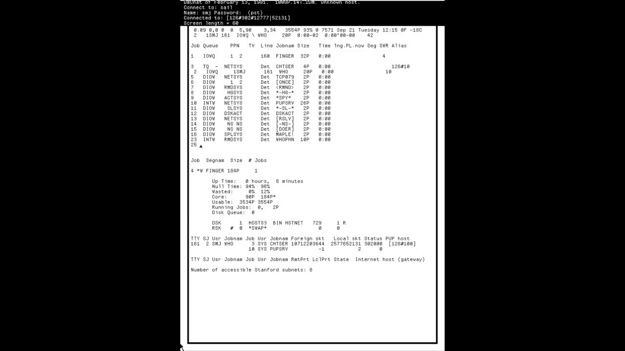 Connecting to the Stanford AI lab (SAIL) WAITS PDP-10 computer