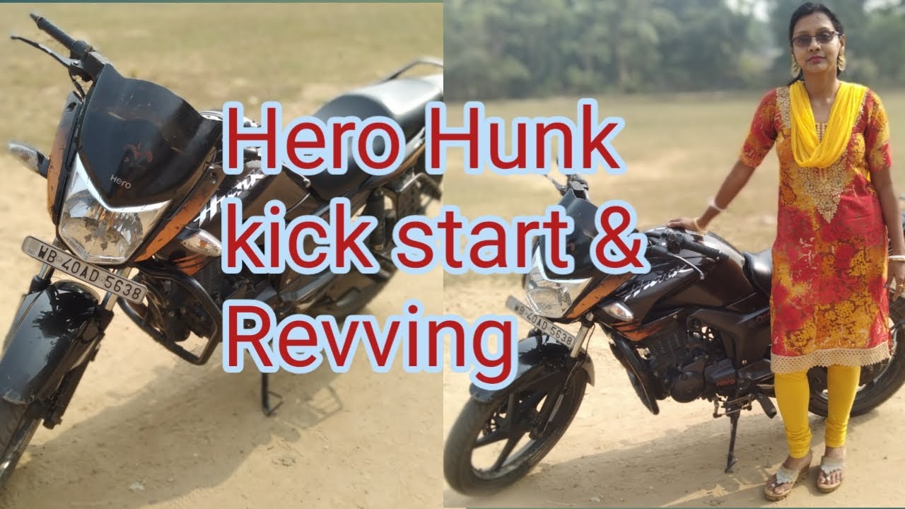 Hero honda hunk kick start //bike kick start by woman