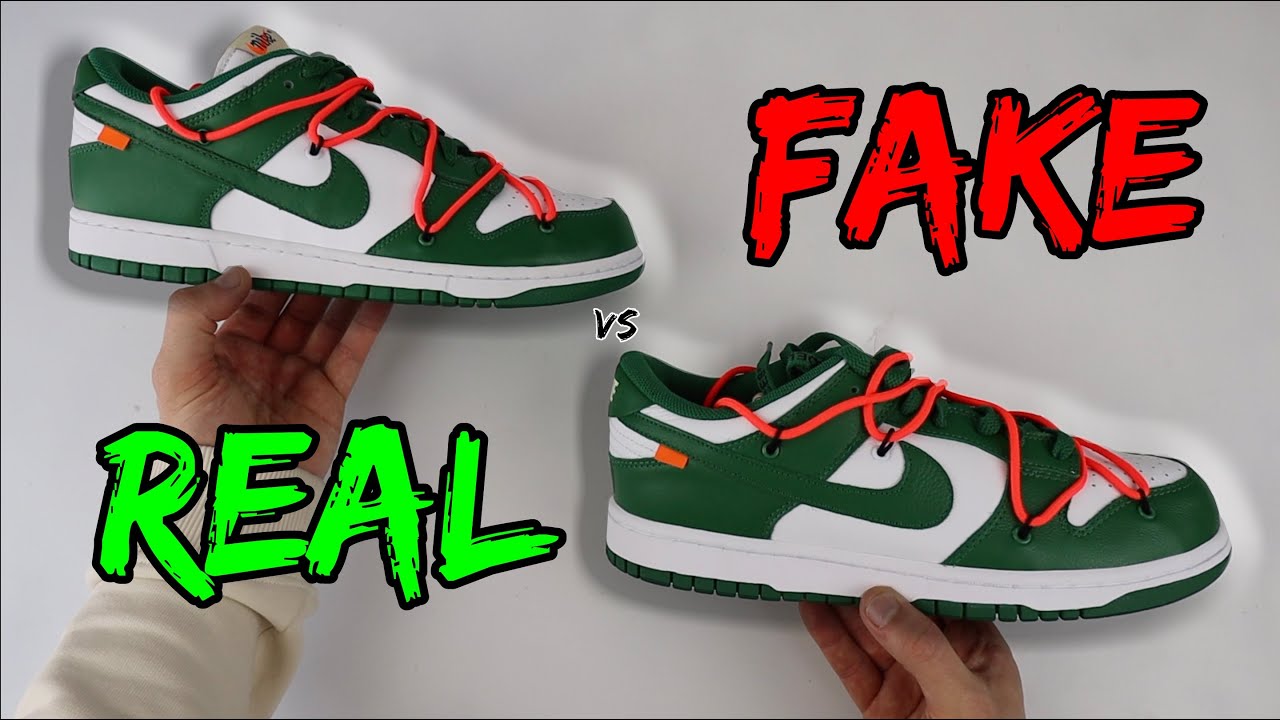 REAL VS FAKE! NIKE X OFF WHITE  DUNK PINE GREEN COMPARISON!