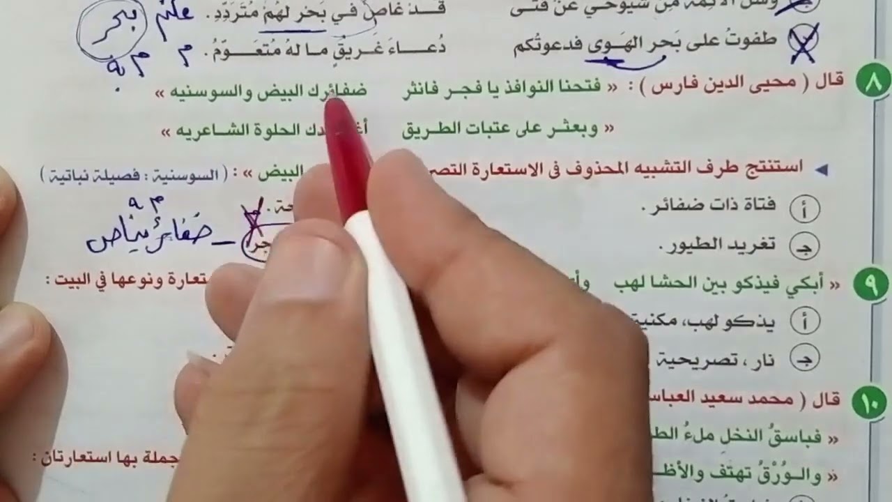 حل تدريبات الاستعارة ـ كتاب الإبداع ـ بلاغة    الصف الأول الثانوى الترم الأول 2026
