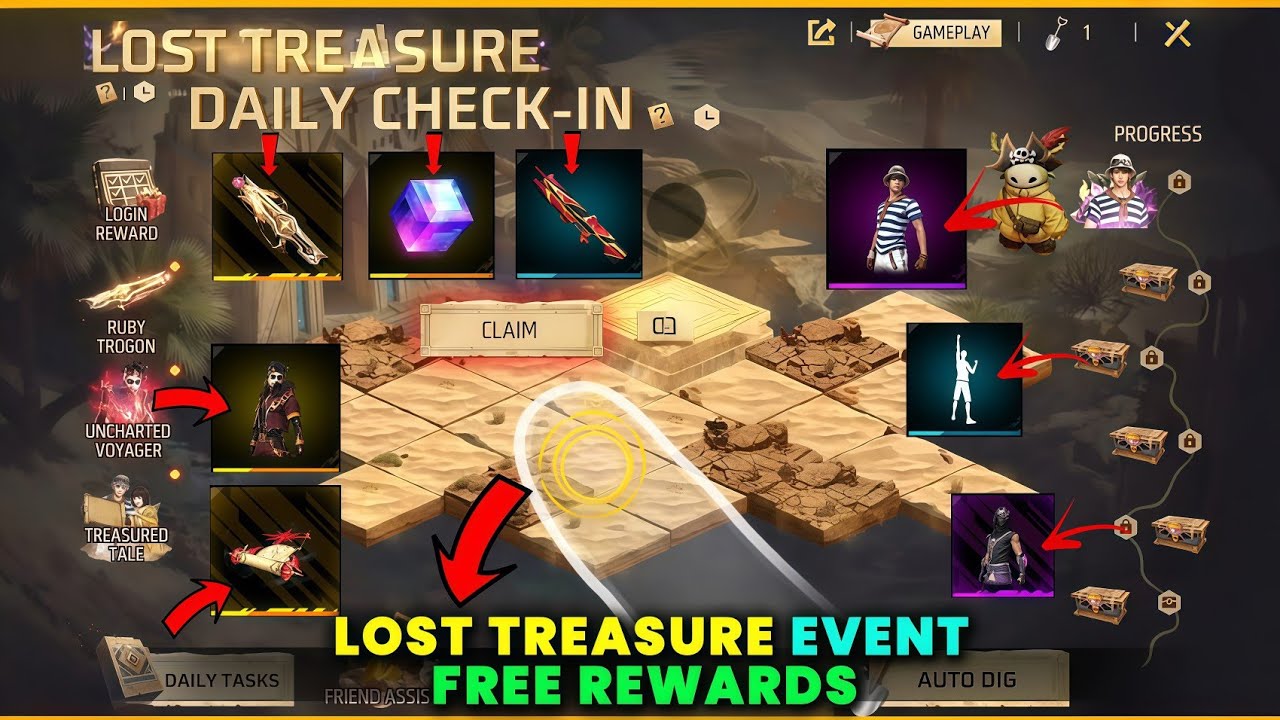 Lost Treasure Event Free Rewards | Ramadan All Free Rewards Confirmed 🤯 Ramadan Event Free Fire 2026