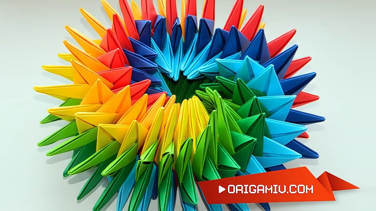 Super origami star - bright rotating star out of paper (Origami Swirl Star Torus by Yuri Shumakov)
