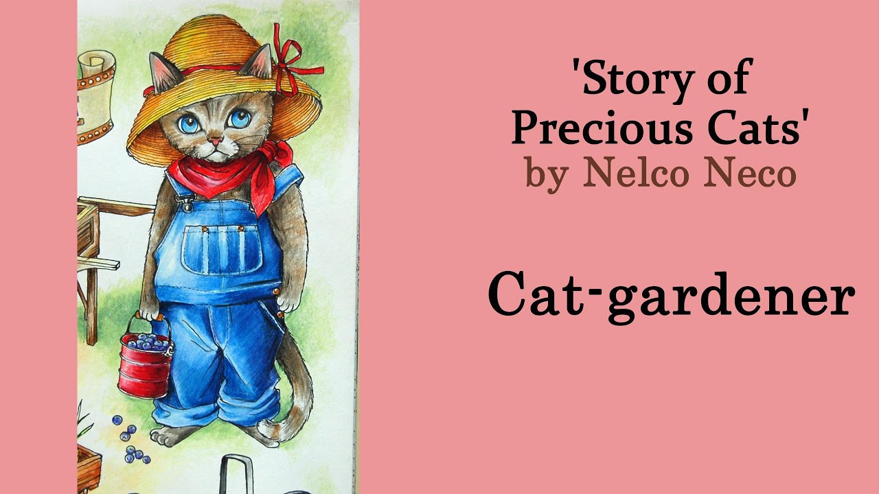 Cat-gardener #Coloring in Nelco Neco's 'Cats' #adultcoloring #Polychromos