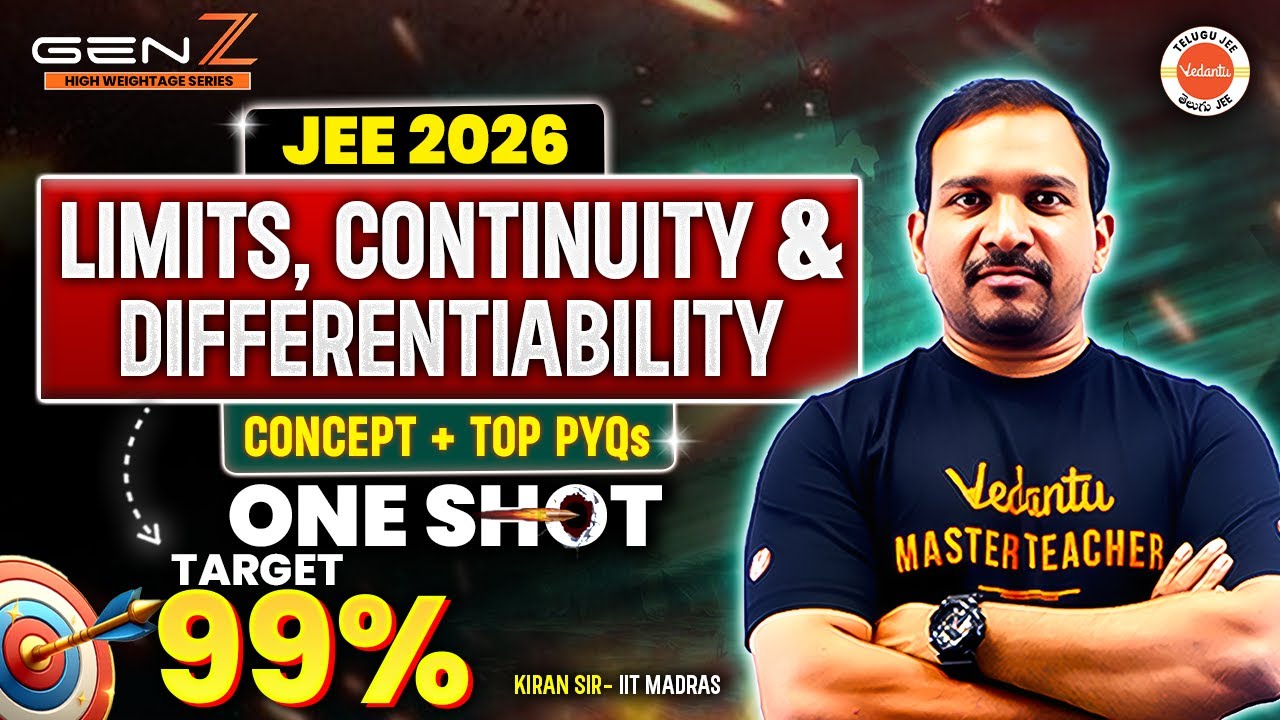 Limits, Continuity & Differentiability | Concept + Top PYQs | JEE 2026 | JEE Maths | Kiran Sir