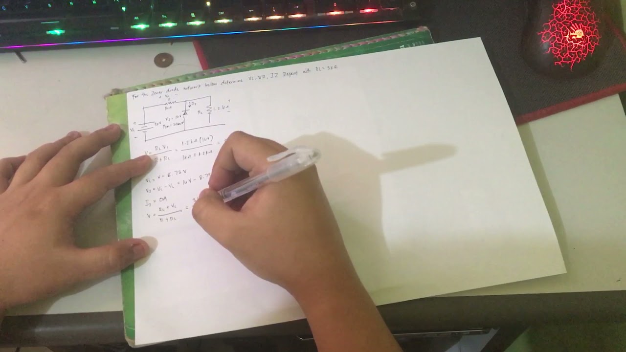 P1 - For the Zener diode network below determine VL, VR, IZ Repeat with RL= 3k Ω
