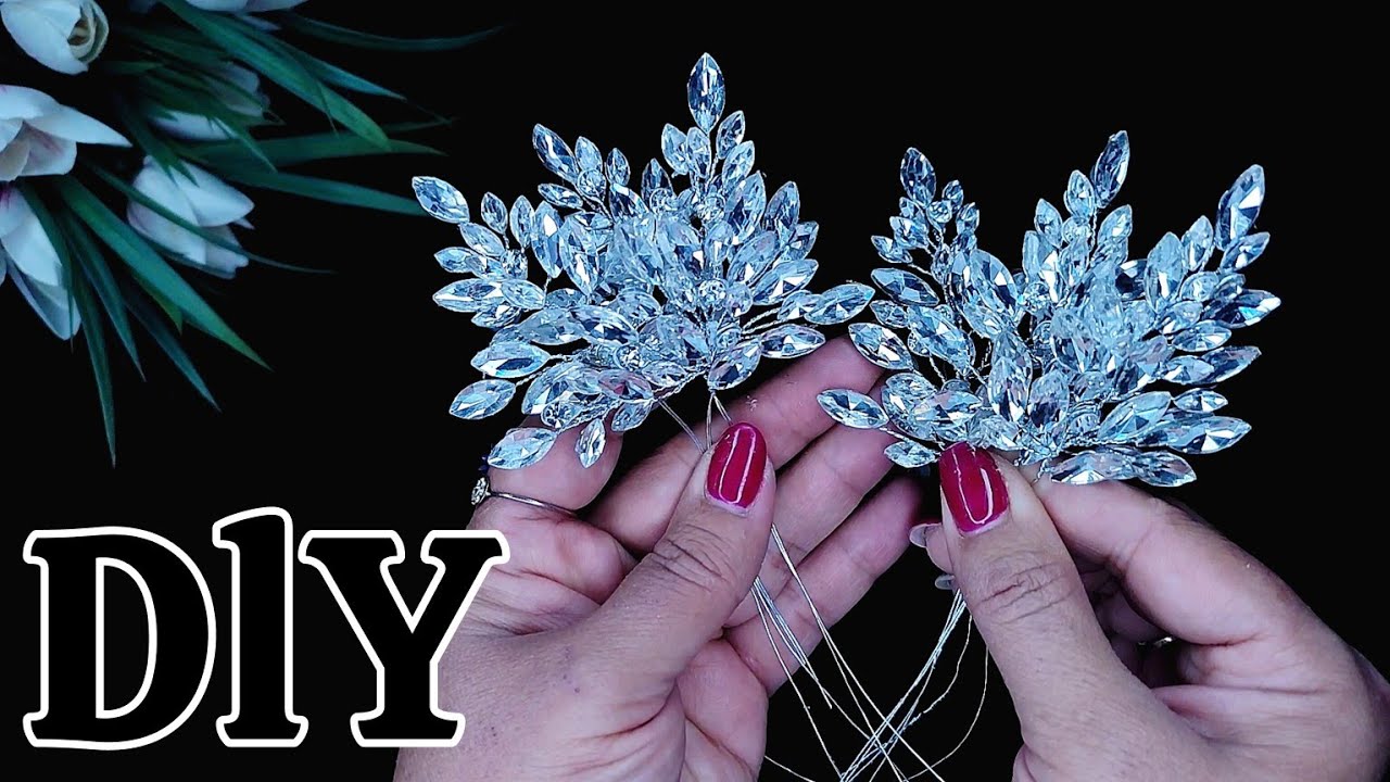 bridal hair accessories making at home/tiara hairstyle for open hair/bridal hair accessories DIY