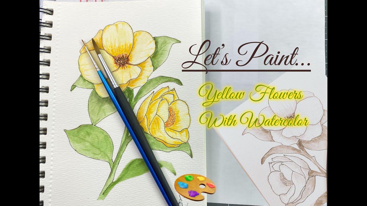 Let's paint yellow flowers with watercolor using mixed media.