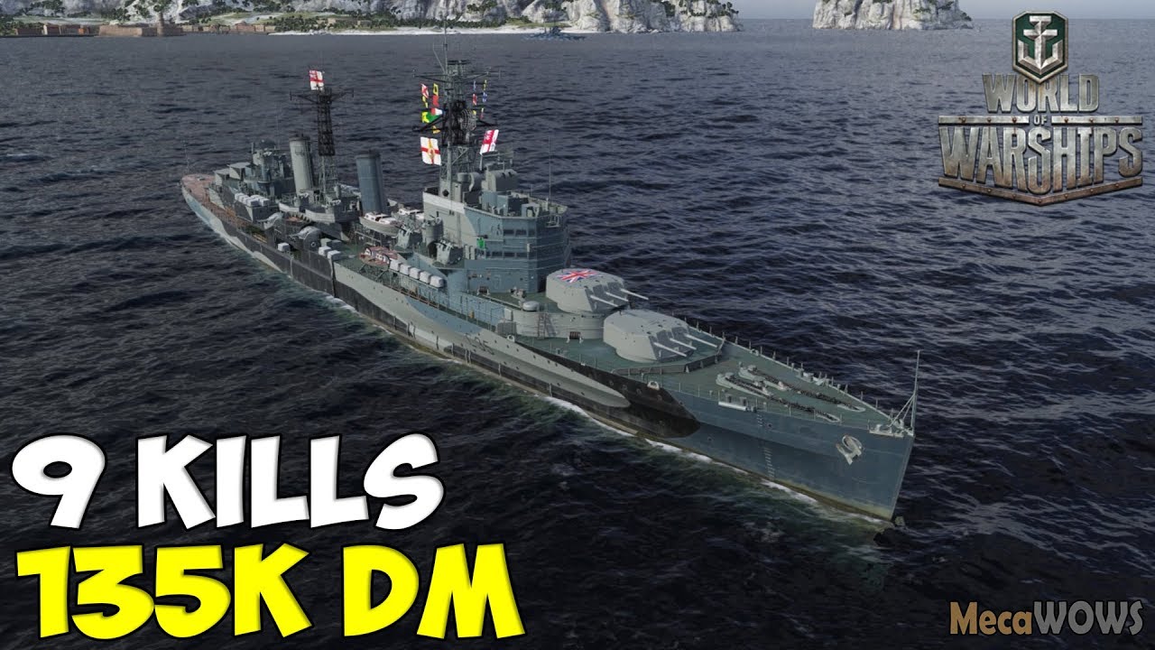 World of WarShips | Belfast | 9 KILLS | 135K Damage - Replay Gameplay 4K 60 fps