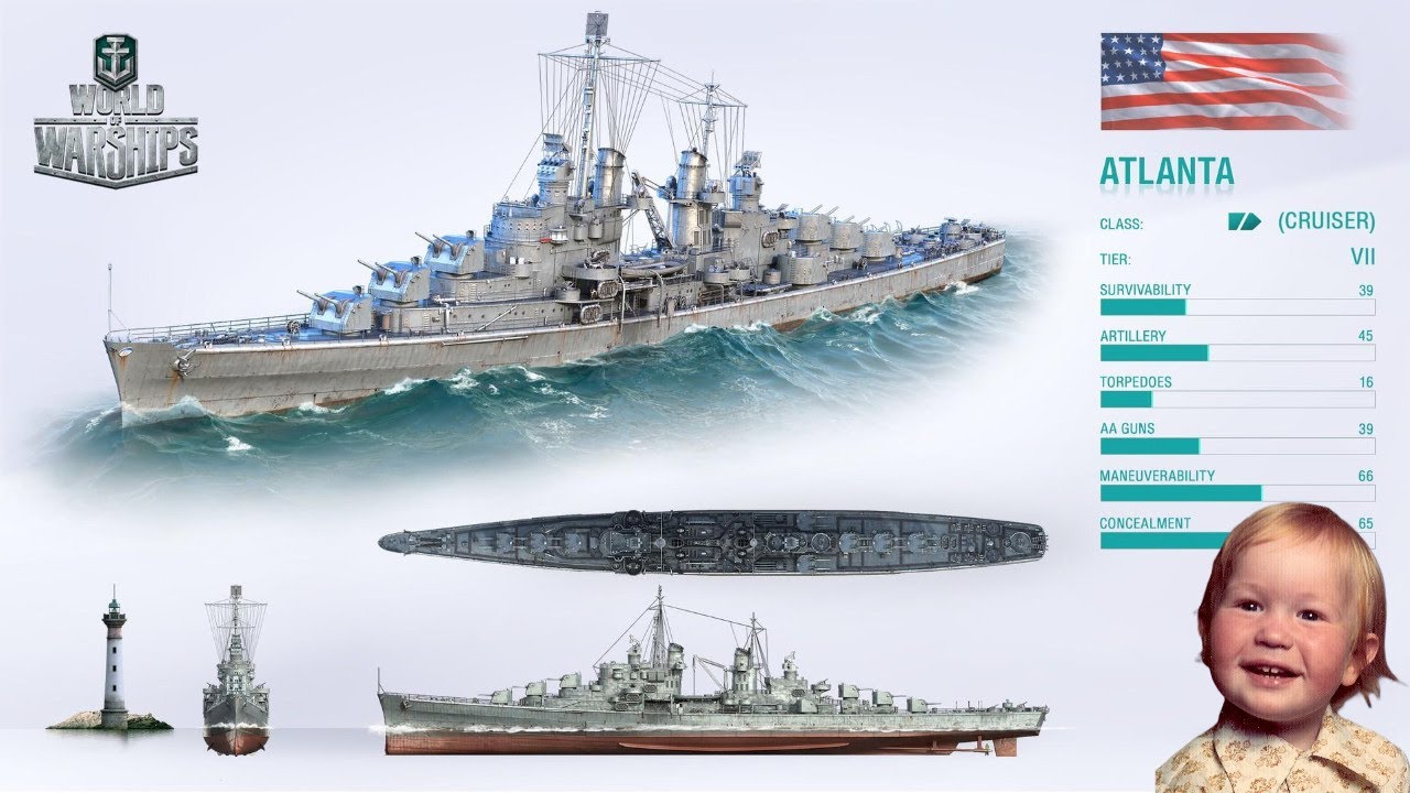 A WoW's asymmetric battle in the tier VII American light cruiser Atlanta